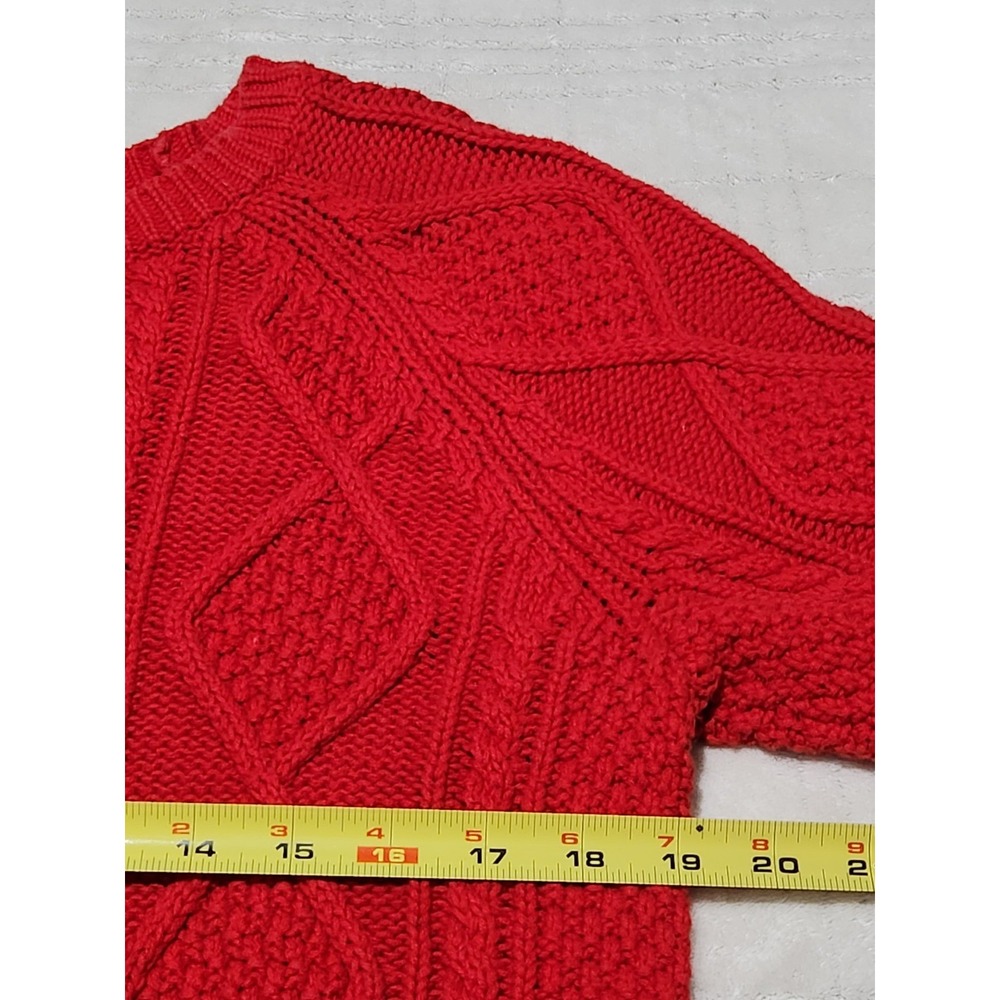 Gap Cable Knit Sweater Womens‎ Large Red Long Sleeve Pullover Cotton Preppy - Picture 4 of 6